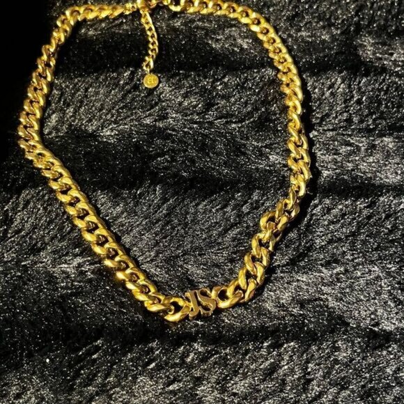 JS Monogram Gold-Tone Choker Chain Necklace - Picture 2 of 5